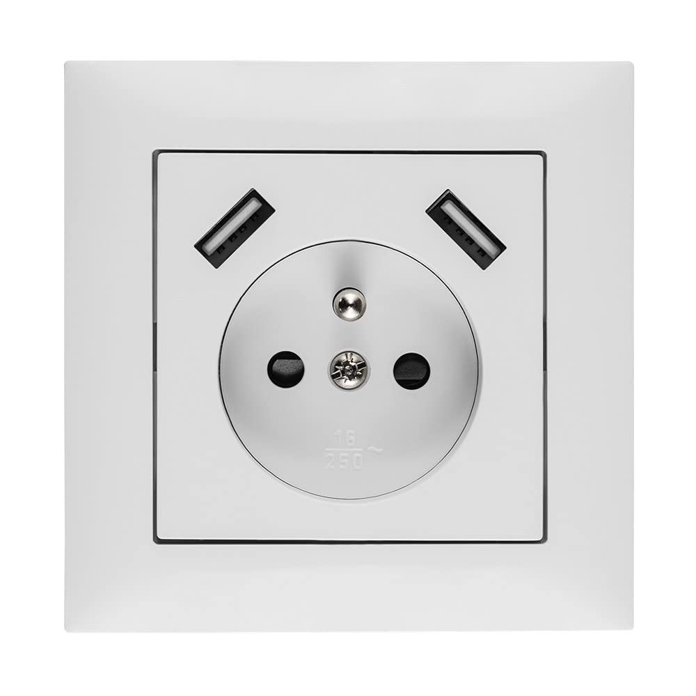 Prise simple 16A avec USB Sentia pour charger votre smartphone dans la chambre