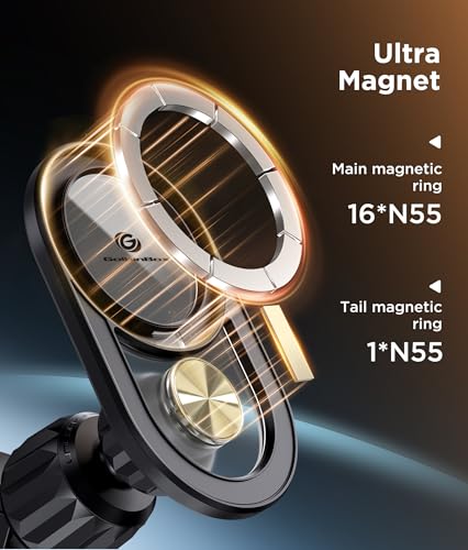 Image of GolbinBox for Magsafe Car Mount, [17*N55 Strong Magnets] 2-in-1 Magnetic Car Phone Holder for Air Vent or Dashboard, 360 Rotation Car Accessories for Women Men for iPhone 17 16 15 14 Pro Max Samsung