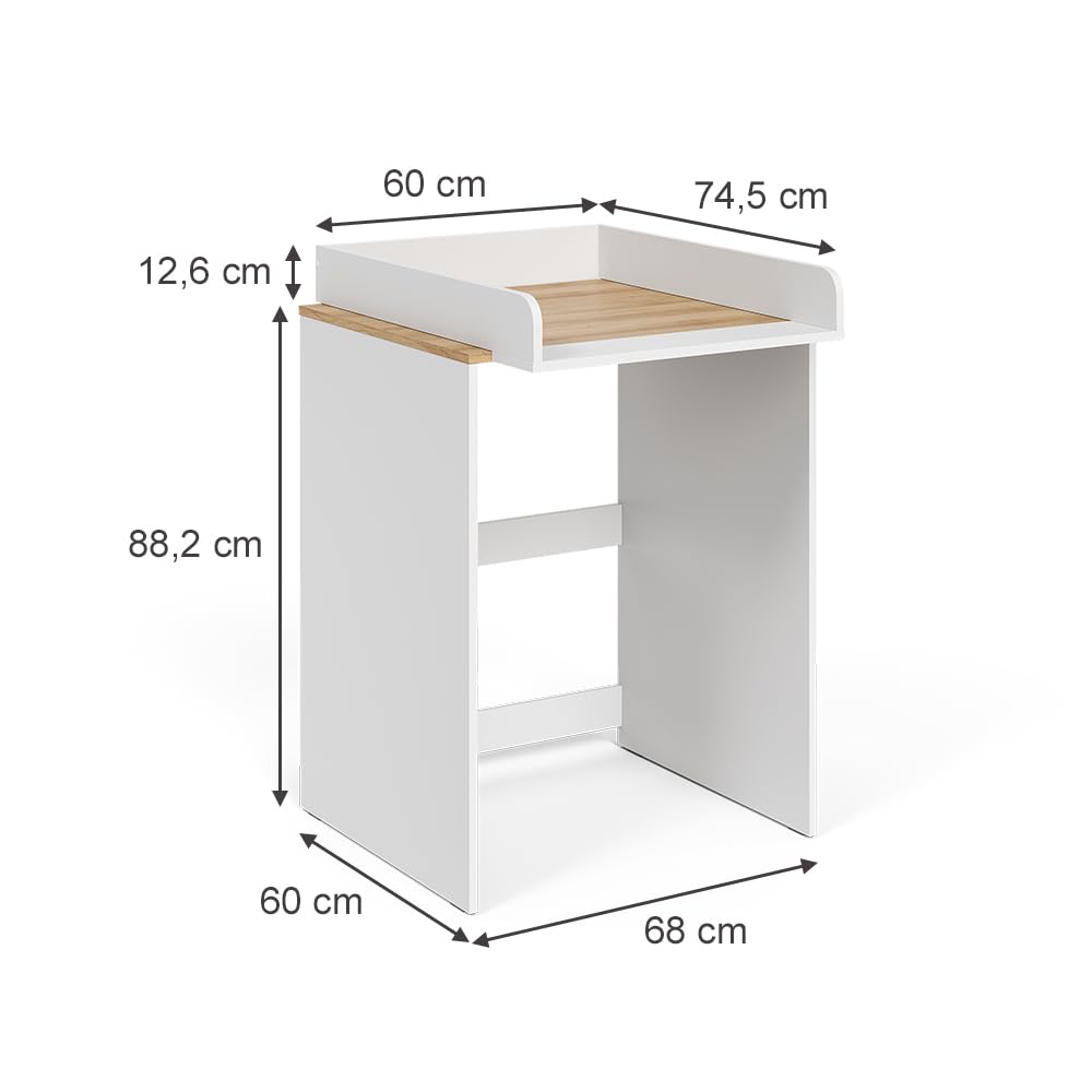 Vicco armadietto coprilavatrice Viktor, Bianco/Artisan, 68 x 88.2 cm 2 parti con fasciatoio, per riporre detersivi e come superficie d’appoggio