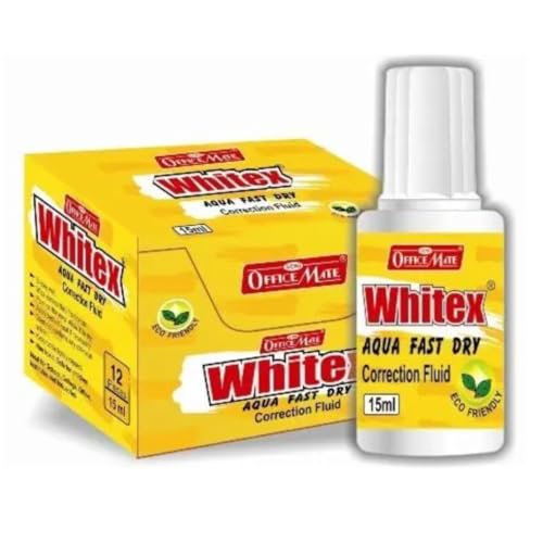 Image of Soni Officemate Whitex Correction Fluid 15ml Pack of 12 | Instant Drying & Smooth Application | Eco-Friendly with High Coverage | for Office, School & Home
