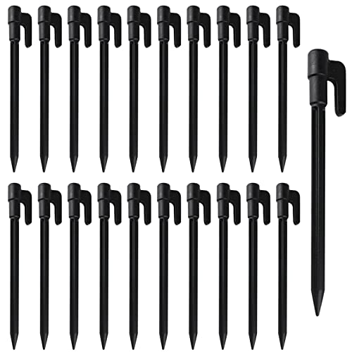 20 Pezzi Picchetti per Tenda Plastica, Picchetti da Campeggio, 14.7 * 1.7cm Chiodi in plastica della tenda, Pioli da Campeggio Ultraleggero per Fissaggio Tenda Teloni Giardino Spiaggia Esterno (Nero)