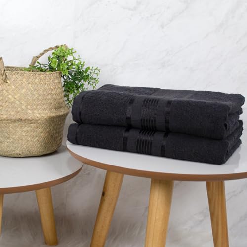 Kit 02 Toalha de Banho Gigante Egito 76x180cm 100% Algodão Plus Size (Preta)