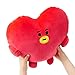 BT21 TATA Pong Pong Character Plush Figure Decorative Pillow Sofa Cushion, 15 x 13.4 Inches, Red