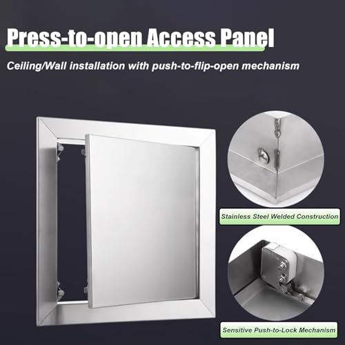 Panel de acceso de acero inoxidable con apertura a presión para techos y fontanería 3