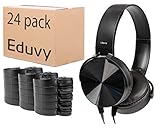 Bulk Headphones for Classroom, Pack of 24 Wired Head Phones for Kids. School Supplies for Teachers Elementary to College Students. School Headphones Pack. (Black)