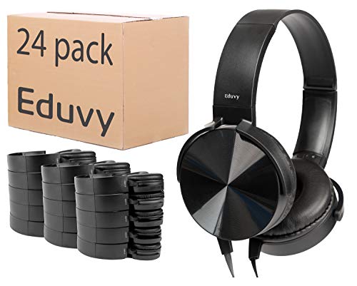 Écouteurs filaires lot de 24 casques noirs robustes pour les classes et étudiants de tout niveau