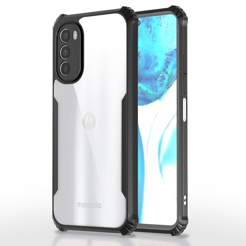 Image of Outlouders Back Cover for Motorola Moto G52 / G82 5G | Ultra Hybrid Transparent | Full Camera Protection | Raised Edge | Crystal Clear Bumper Case (Black)