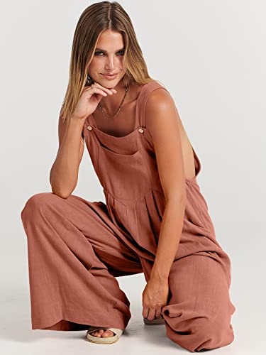 Anrabess Women's Overalls Jumpsuit Summer Casual Loose Sleeveless Adjustable Straps Wide Leg Bib Overall Jumper Romper Vacation Outfits 2023 Fashion Trendy Clothes 805Xiuhong-M #TOP3