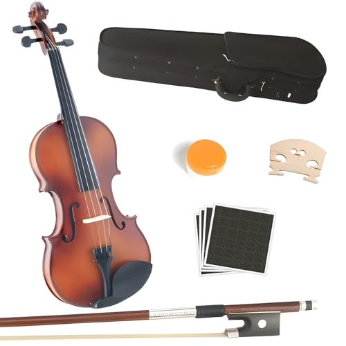 MA250 16-Inch Solid Wood Varnished Viola - Handcrafted 4/4 Size Acoustic Viola for Adults/Students with Case, Bow, Rosin, Bridge & Strings