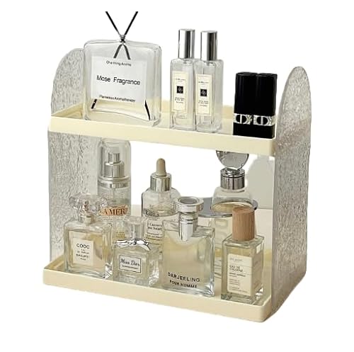 RoastMe化粧品収納棚アクリル台面置物棚、浴室寝室化粧台2階大容量水乳スキンケア用品収納整理棚 (ホワイト)
