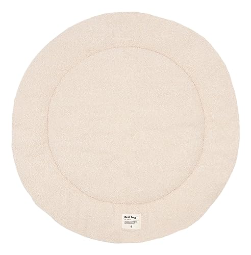 Jollein Krabbeldecke für Baby - Boucle, Naturel - Laufgittereinlage - Ø 95cm - Spieldecke Baby - Cremefarben