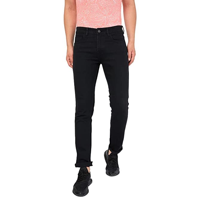 Linaria Men's Regular Fit Washed Jeans Stretchable Black-picture-26