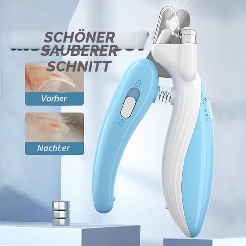 Krallenschere für Katzen mit LED, Krallenschneider für Hundewelpe, Krallenpflege Schneider für Haustiere Nagelknipser mit Spritzfest Sicherheitsschutz