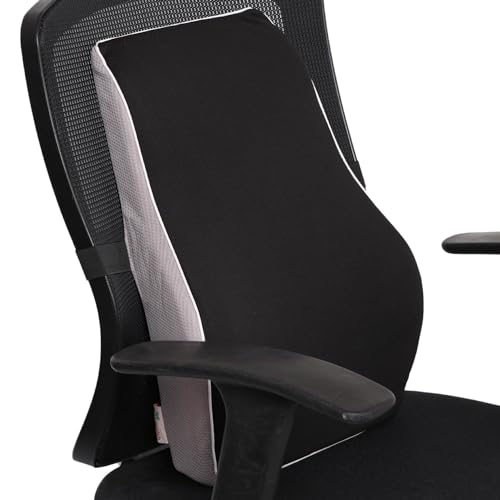 Grin Health Car Backrest Cushion with Lumbar Support for Back Pain Relief While Driving Back Support for Long Drive Car Back Rest Support Memory Foam Cushion, Black-Grey