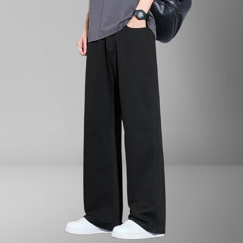 Men's Spring Straight Loose Wide Leg Trendy Floor Length Casual Pants3