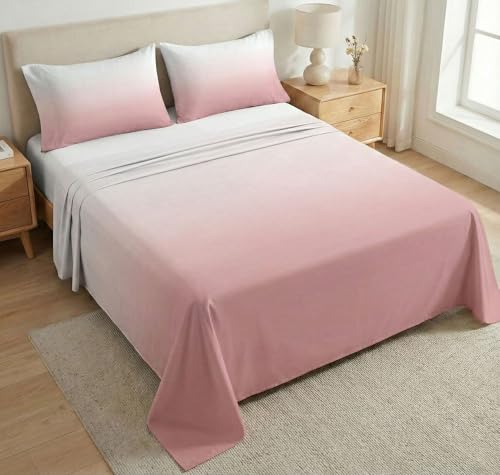 Image of HOMEKART Satin Bedsheet King Size for Double Bed |300 TC Ultra Soft,Silky Smooth Satin Silk Bed Sheet with 2 Pillow Covers |Luxury Bedsheets for Romantic /Date Night (108x108 Inche,(Blush Cloud)