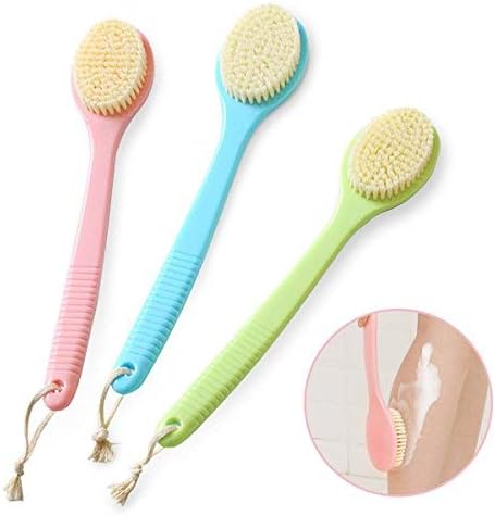 Bath Brush Long Handle Body Brush Shower Brush back scrubber for Wet & Dry Skin Exfoliating and Cellulite Reducing Body Massager for Men and Women Brushing Back Scrubber with Super Soft Bristles (3 Random Colors)