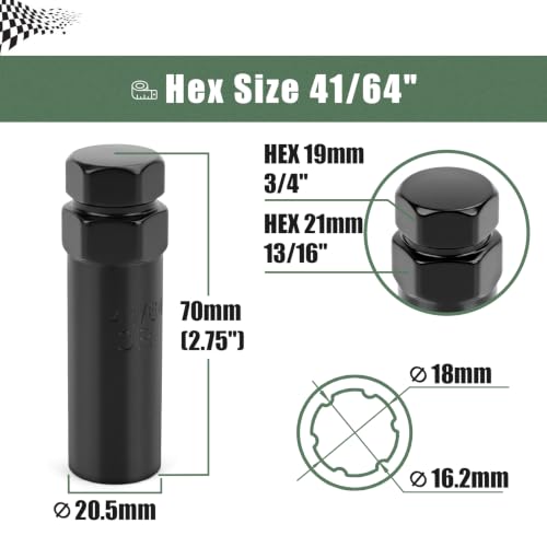 Image of 6 Spline Lug Nut Socket Set Include 1 /2 inchDrive and 13 /16 inch&3 /4 inch Hex Style for M12x1.5,M12x1.25,1 /2 inch-20 Small Six Splined Nuts, Can Install with Hand Wrench and Impact Socket Key