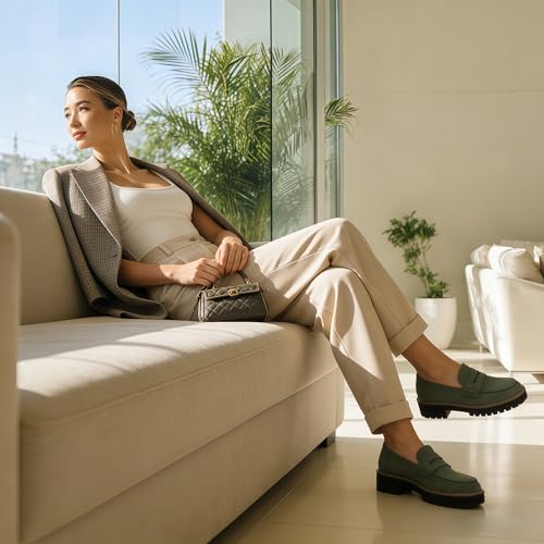 Womens Penny Loafer-Suede Chunky Oxford For Casual Business,Work And Date — view 3