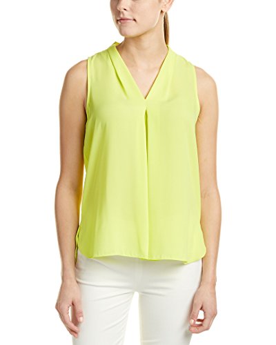 Vince Camuto Women's S/L V Blouse with Inverted Front Pleat
