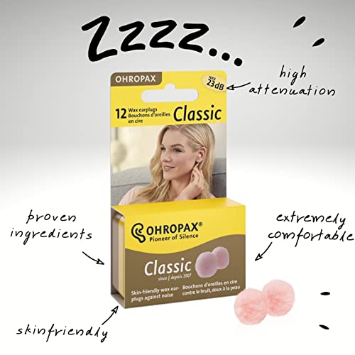 Pacote com 2 protetores de ouvido Ohropax reutilizáveis de cera/algodão (24 plugues no total) com es