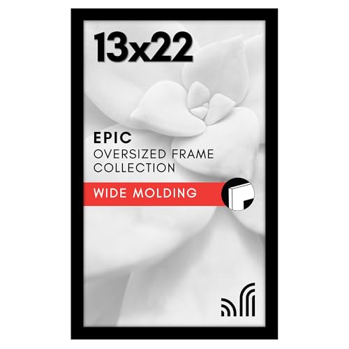 Americanflat 13x22 Picture Frame with Polished Plexiglass - Black Picture Frame - Wide Photo Frames Made of Engineered Wood for Vertical or Horizontal Wall Display - Epic Collection - Black