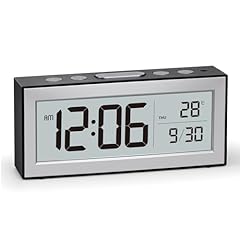ALANAS Battery Operated Alarm Clock, Portable Digital Clock with Large Display, Snooze, Temperature