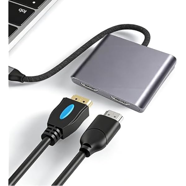 LICAEVEY Adapter Interfejsu Multimedialnego USB C na Dual HD, Obsługuje Rozszerzony i Lustrzany Wyświetlacz 4K 60 Hz, Rozdzielacz Multimedialny Typu C na HD do Laptopa, produktywność