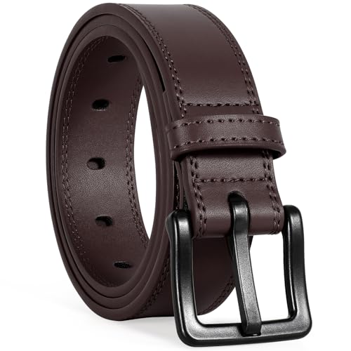 Image of VONMELLI Nickel Free Leather Belt for Men, Non Metal TSA Approved Men's Belt for Jeans with Hypoallergenic Buckle