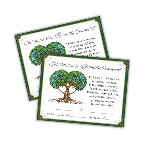 Two Trees Intertwined Certificate w Poem Wedding Marriage Ceremony 6pk 8.5x11” Celtic Handfasting Vows Renewal Anniversary Symbolic Unity Tree Bond