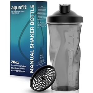AQUAFIT Protein Shaker Bottle – Shaker Cups For Protein Shakes – Shaker Bottles For Protein Mixes, Protein Shaker Cup Bottle, Workout Shaker Bottle, Protein Shake Bottle, Mixer Bottle (Clear-Black)