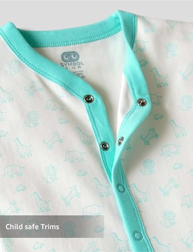 Image of Amazon Brand - Symbol Unisex 100% Cotton Half Sleeve Baby Rompers (Available in Pack of 3 & 6)