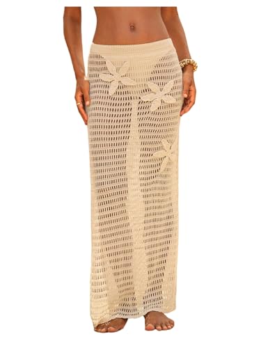 MakeMeChic Crochet Cover Up Long Skirt