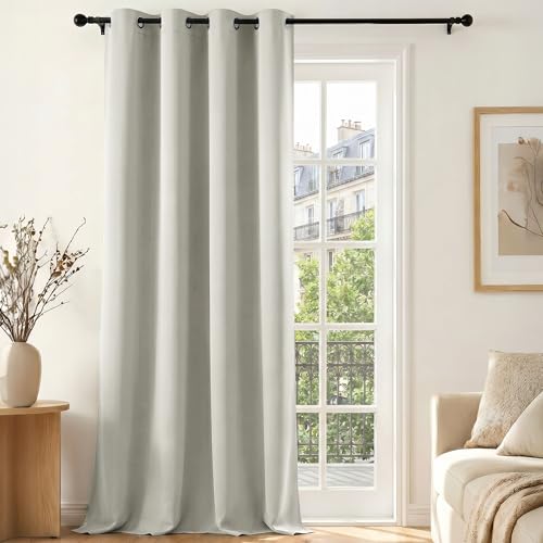 Deconovo Cortina Opaca Térmica para Salón y Dormitorio, 1 Panel Aislante Frío y Calor con Ojales, Cortina Oscurecedora Moderna para Ventanas, 140x160 cm, Blanco Crema