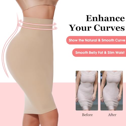 Image of JOYSHAPER Half Slip Skirt for Women Under Dresses Tummy Control Shapewear Dress Slip with Built-in Thong