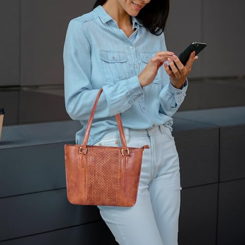 Image of Leather Purse For Women - Real Leather Tote For Women - Ladies Shoulder Handbag For Work, Travel, Casual Use