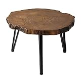 SUNBURY Outdoor Indoor Coffee Table, 31" Wooden Look Coffee Table, Concrete Outdoor Side Table, Mode
