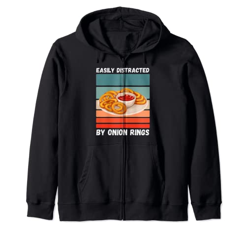 Vintage Easy Distracted By Onion Rings Retro Food Lover Sudadera con Capucha