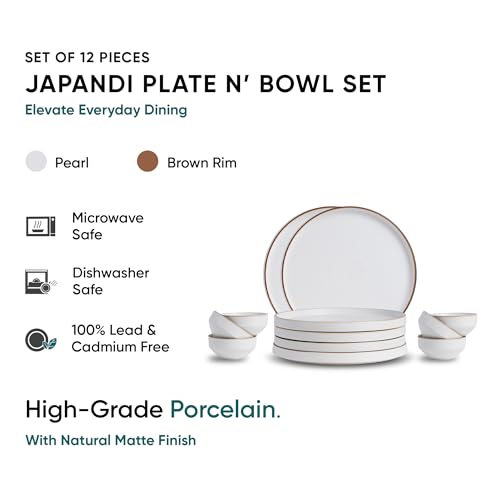 Image of Shay Ceramic Modern Dinner Set, 12 Pcs, White | Crockery Set | Ceramic Dinner Set | Matte Finish (Japandi Dinner Set - White, 12 Piece)