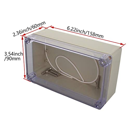 Image of Heyiarbeit 6.22 inchx3.54 inchx2.36 inch(LxWxH) Junction Box IP65 Universal Electrical Project Enclosure ABS Plastic Dustproof Waterproof with Transparent Clear Cover 1PCS