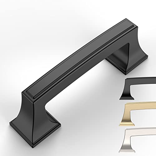 9BUILD 5 Pack 3 Inch Kitchen Cabinet Handles Matte Black Cabinet Pulls Kitchen Cabinet Hardware Kitchen Handles for Cabinets Cupboard Handles Drawer Pulls