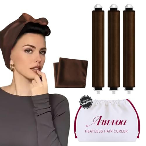 Heatless Hair Curler Set with Silk Scarf and 3 Rods
