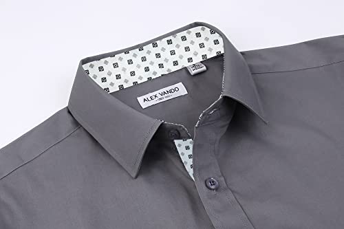 Alex Vando Mens Dress Shirts Regular Fit Long Sleeve Stretch Business Dress Shirts for Men