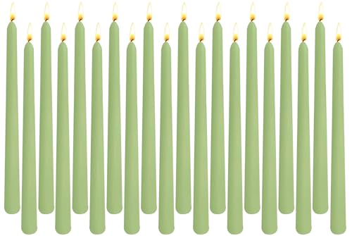 20-Pack Sage Green Taper Candles Unscented 10 Inch Tall Dinner Table Candles for Wedding Centerpieces Bulk Candlesticks Smokeless Dripless Green Decorative Candle for Home Decor