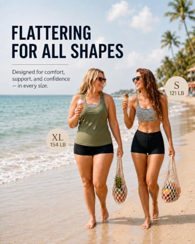 Image of Women's 3 Piece Tankini Swimsuit Tummy Control Bathing Suit with Boy Shorts