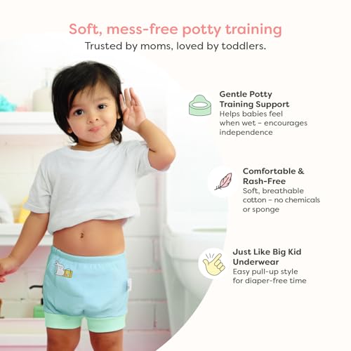 Image of superbottoms Padded Underwear for Babies & Toddlers, 3 Layers of Premium Cotton & DryFeel Layer, Ideal for Diaper-Free Time & Mess-Free Potty Training Pants, Pack of 2