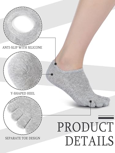 Image of Bencailor Women Toe Socks Cotton No Show Sock | 6 /12 Pairs Low-cut Socks with Toes Separated, Soft Breathable Cotton, Ankle Five-finger Sock for Running Athletic Daily Wear