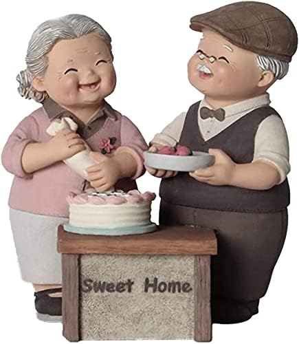 Yikko Love Grandparents Parents Anniversary Wedding Gift Resin Loving Elderly Couple Figurines Garden Ornaments Decoration Old Age Life Home Decor for Bedroom Living Room (Riding a Mtorcycle)