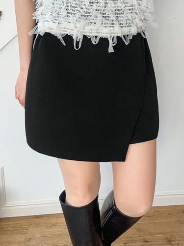 Women's A Line Wrap Asymmetrical Hem Mini Skirt4