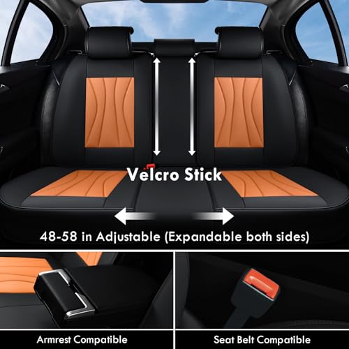 Image of Coverado Seat Covers Full Set, Leather Car Seat Covers, Waterproof Seat Covers for Cars, Front and Back Seat Covers, Car Seat Protectors Car Seat Cushions Universal Fit for Most Cars, Black&Brown